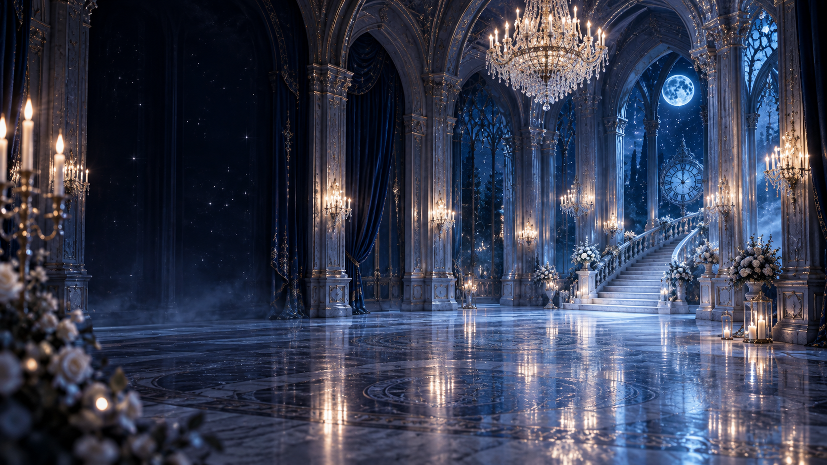 El salón vacío del palacio espera a los invitados